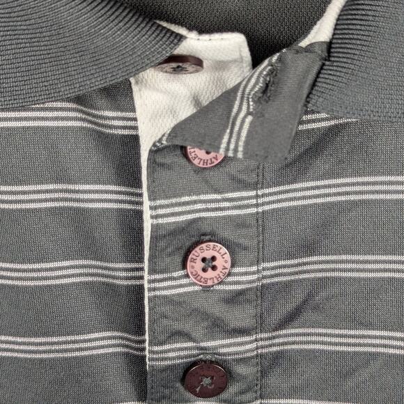Russell Athletic Men’s 4X Gray Striped Polo Shirt Moisture Wicking Polyester - Picture 2 of 5